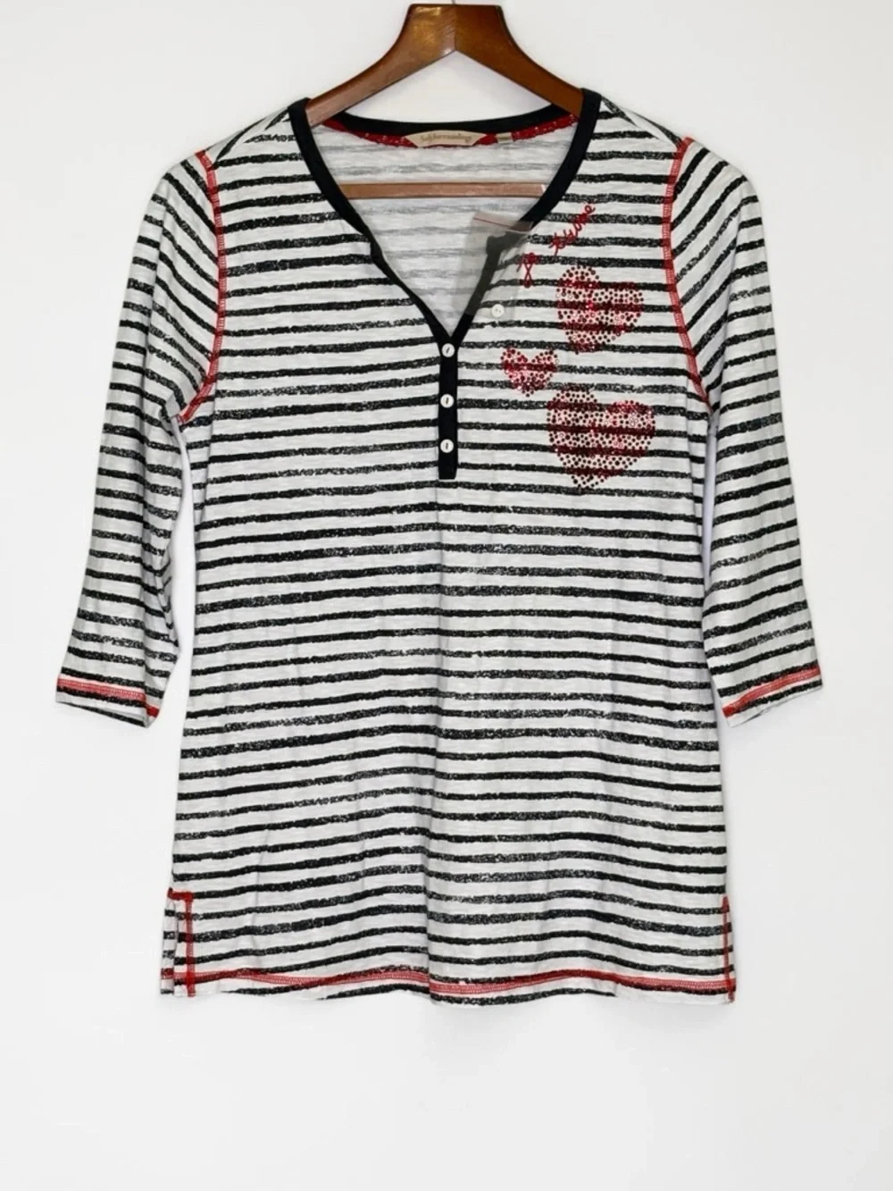 NEW Soft Surroundings Lots of Love Striped 3/4 SIv Je Taime Knit Tunic XS - Picture 3 of 10